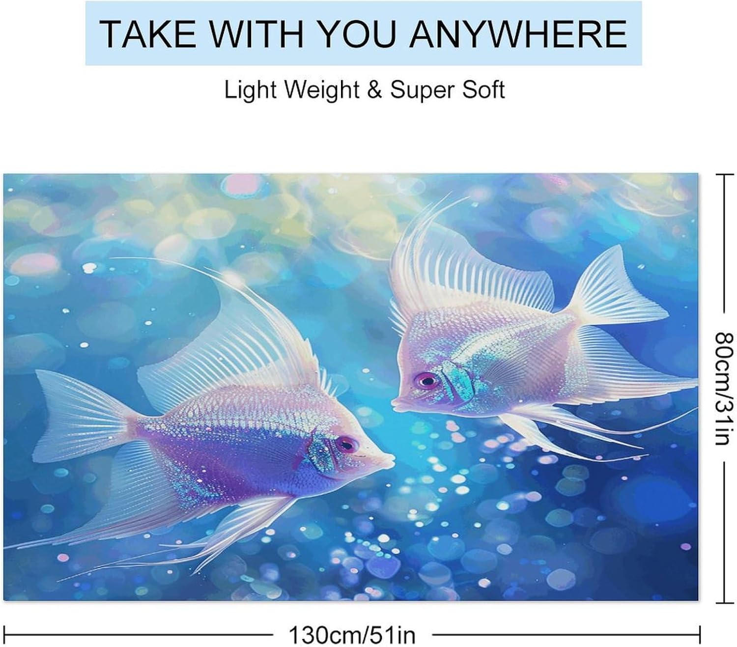 Swimming Towel, Fish in Water Printed Fashion Towel,Portable Towel,Durable Towel