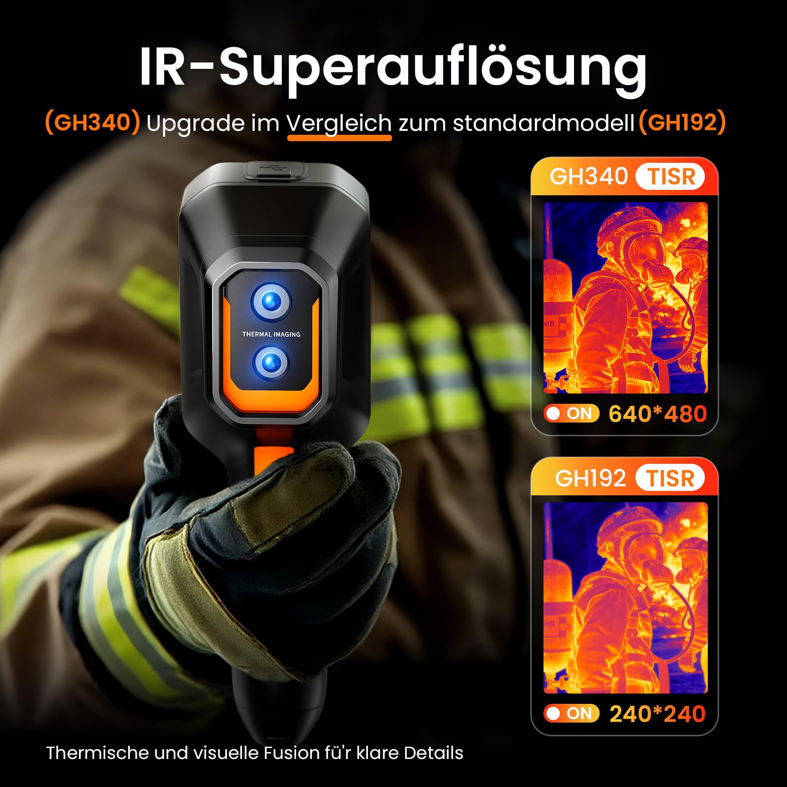 GOYOJO Wärmebildkamera 240×240 IR-Auflösung, 25Hz Infrarotkamera mit 2MP Sichtkamera, -20°C bis 550°C, Handheld Infrared Camera Thermal Imaging für Hausinspektion, Lecksuche, Elektrik und HVAC