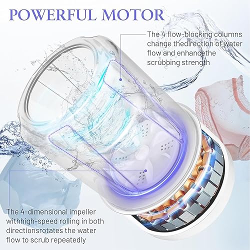 Miniatura 2 de Lavadora de ropa, dispositivo de ropa interior portátil, máquina recargable de limpieza de 1 litro con modos para sujetadores, calcetines, prendas,