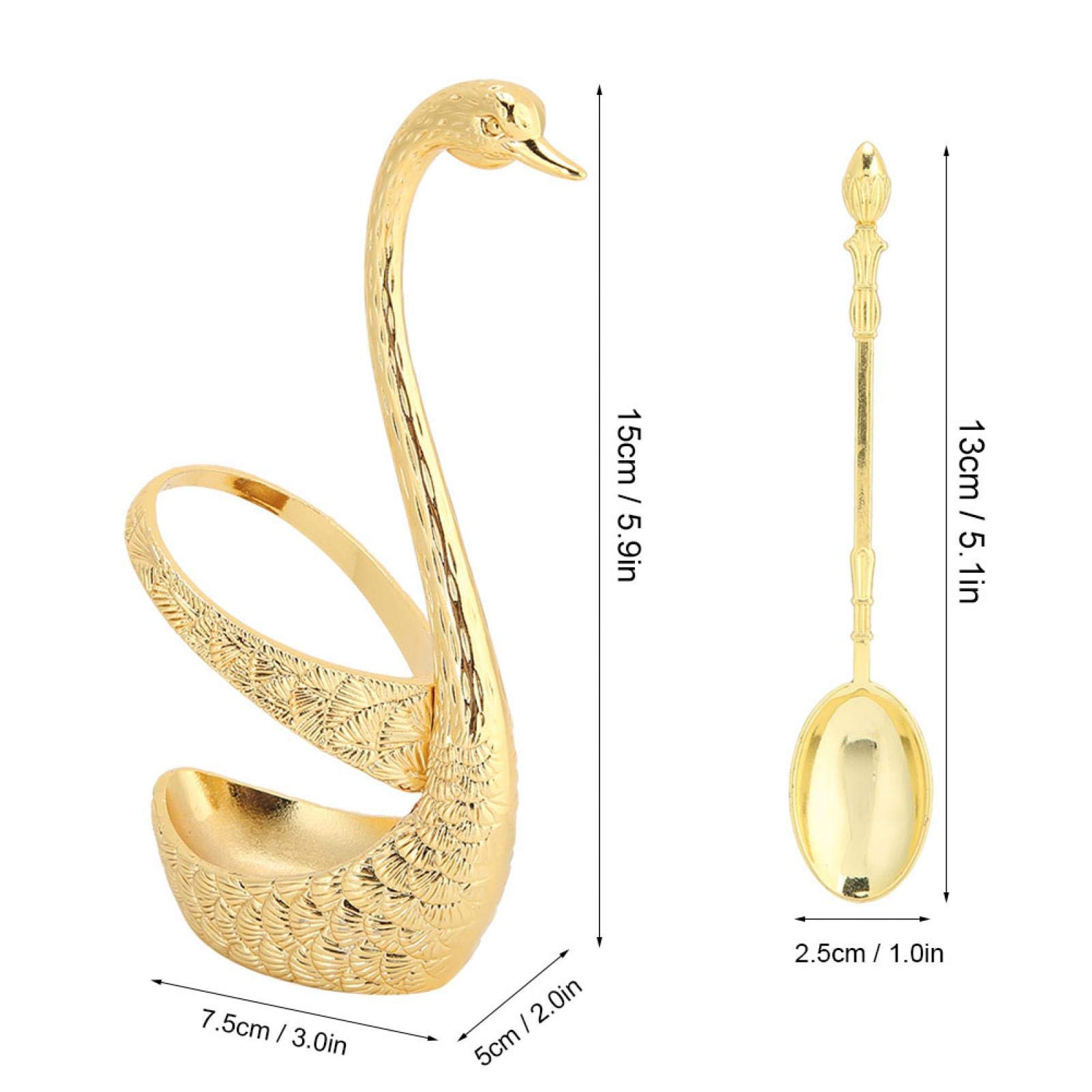 Kit de cuchara de comida portátil multifuncional de aleación de zinc con forma de cisne, moderno y duradero juego de cubiertos para cocina, cafés, restaurante (dorado)