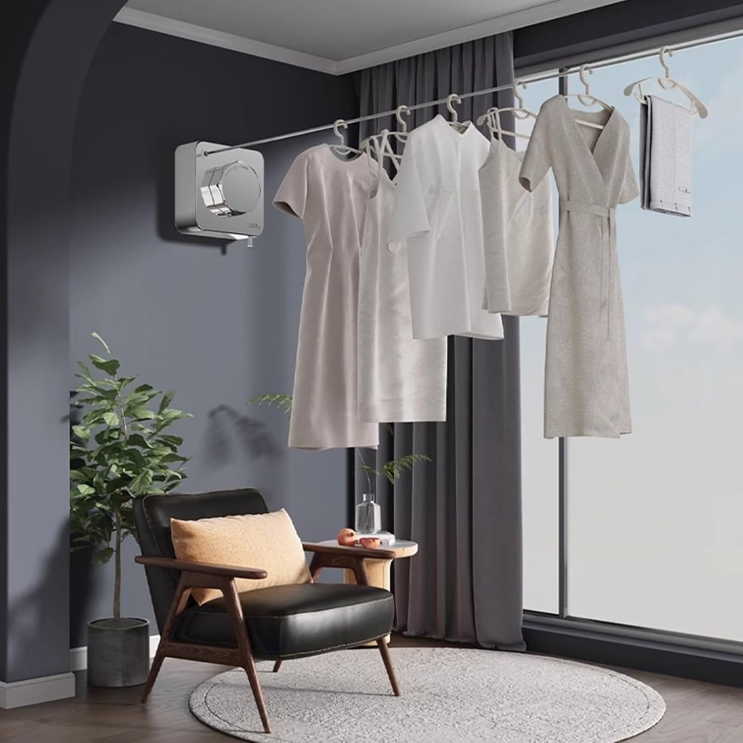 Stainless Steel Retractable Clothesline Adjustable Length Wall Mounted Drying Line with Locking Mechanism for Balcony