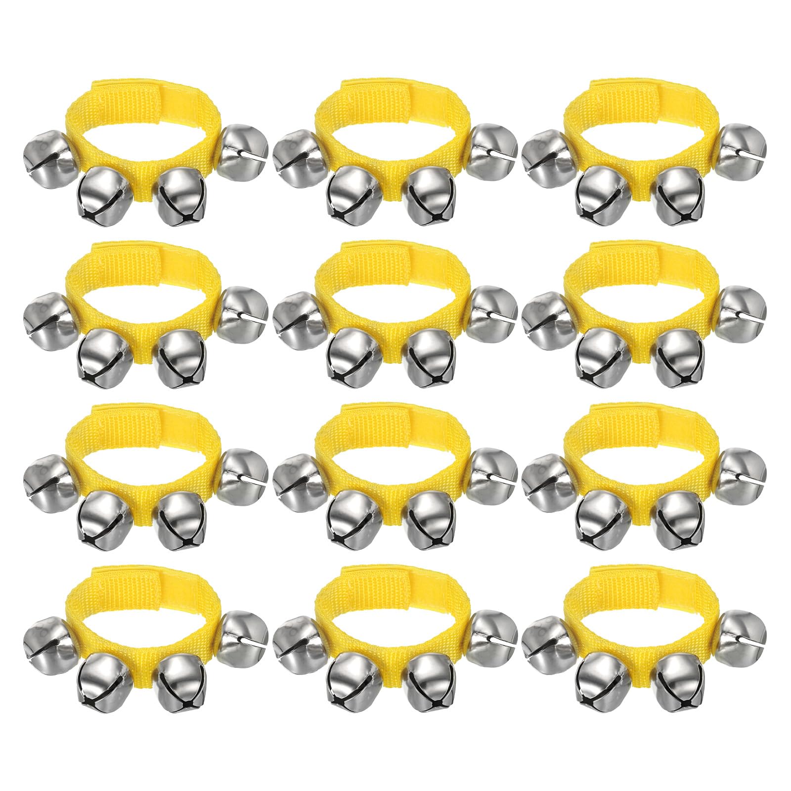 Bracelets de Poignet Grelots pour Anniversaire : 12 Bandes de Rythme Musicale Jaunes