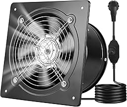 VEVOR Ventilatore di Scarico in Metallo da 203 mm, Ventilatore di Sfiato a Parete ad Alta Velocità da 576 CFM, Basso Consumo, per Soffitta, Garage, Cantina, Officina, Cucina, Pollaio, Nero