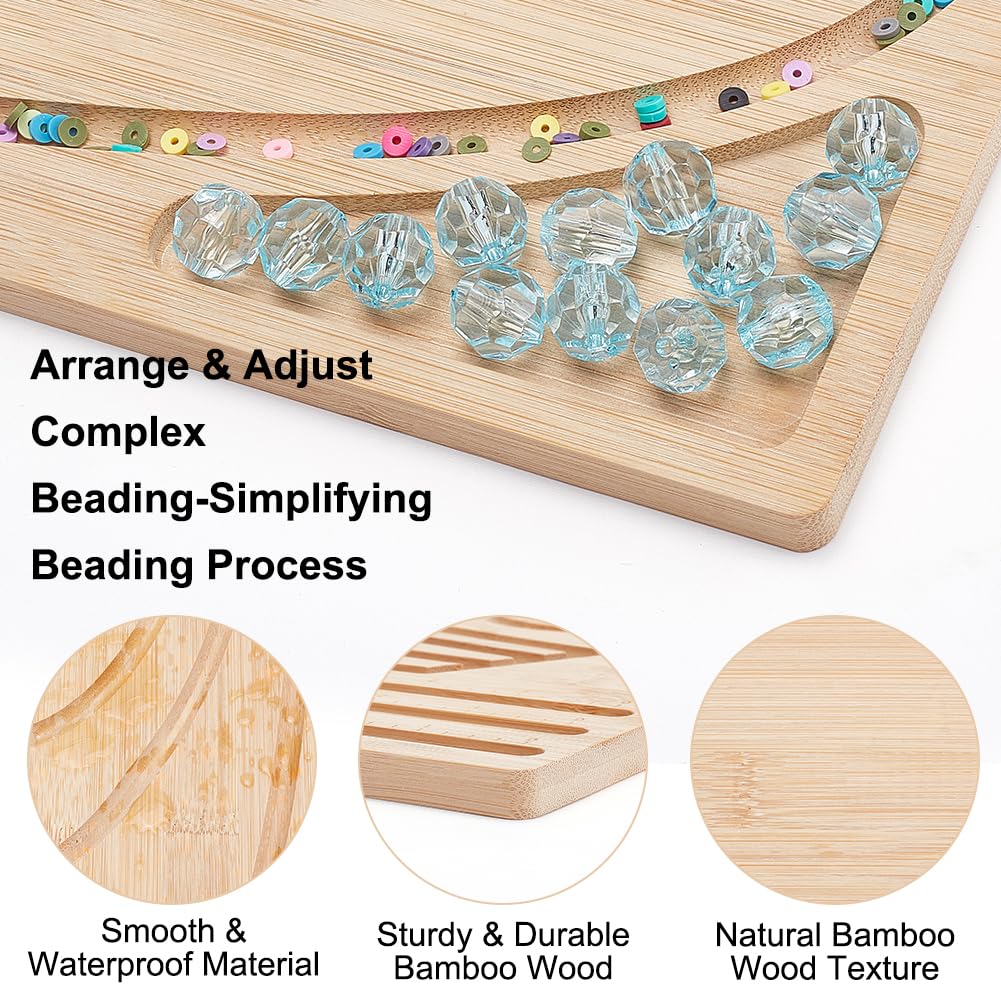 BENECREAT 30x38cm Wooden Bead Design Board Bead Making Supplies Beading Trays Mats for Bracelet Necklaces Jewelry Making DIY Design 1cm Thick - Image 4