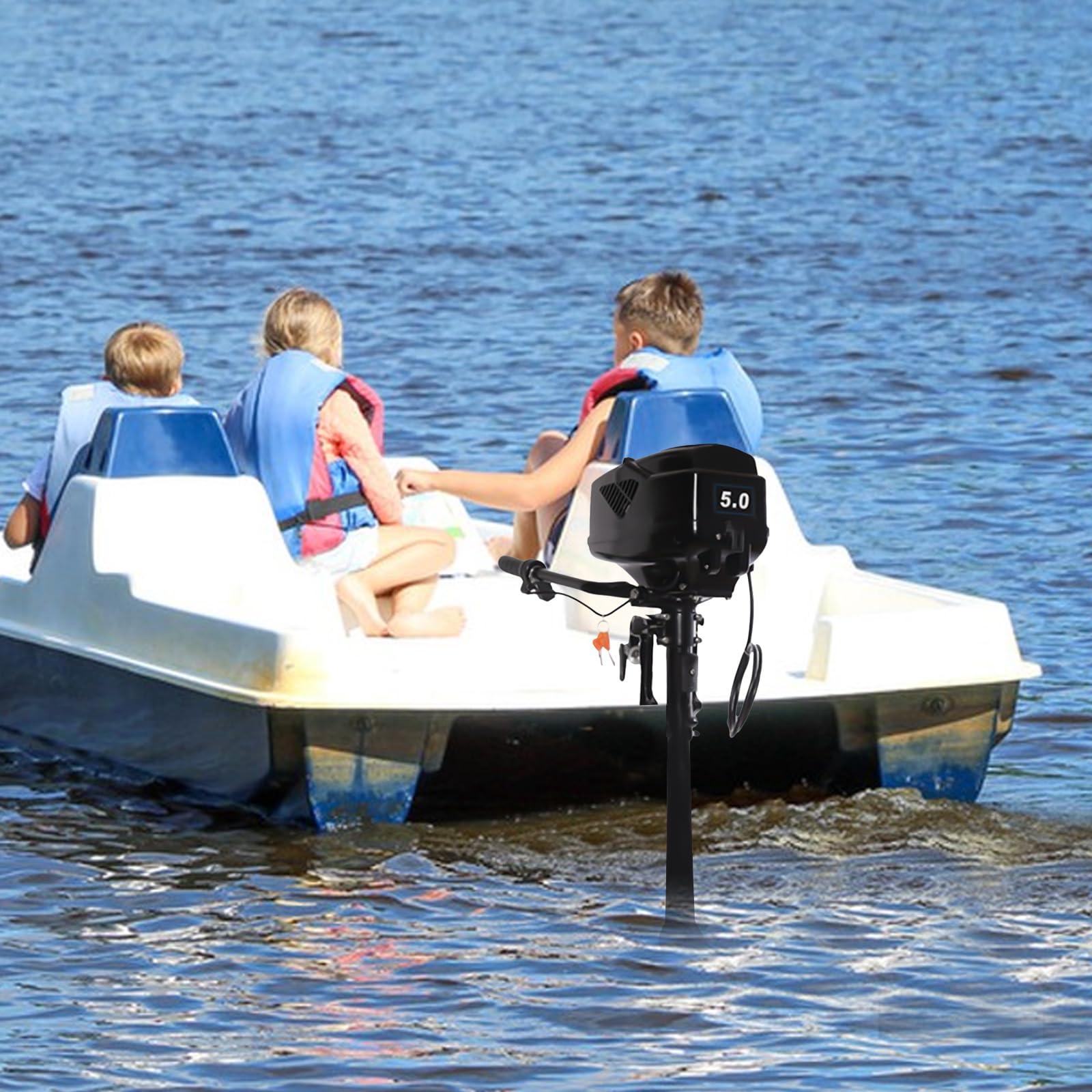 Silnik zaburtowy, 1200 W, 48 V, silnik elektryczny do łodzi | Elektryczny silnik zaburtowy 3000 obr./min 20" długi wał 8-10 km/h, do łodzi o długości od 6,56 do 13,12 stóp