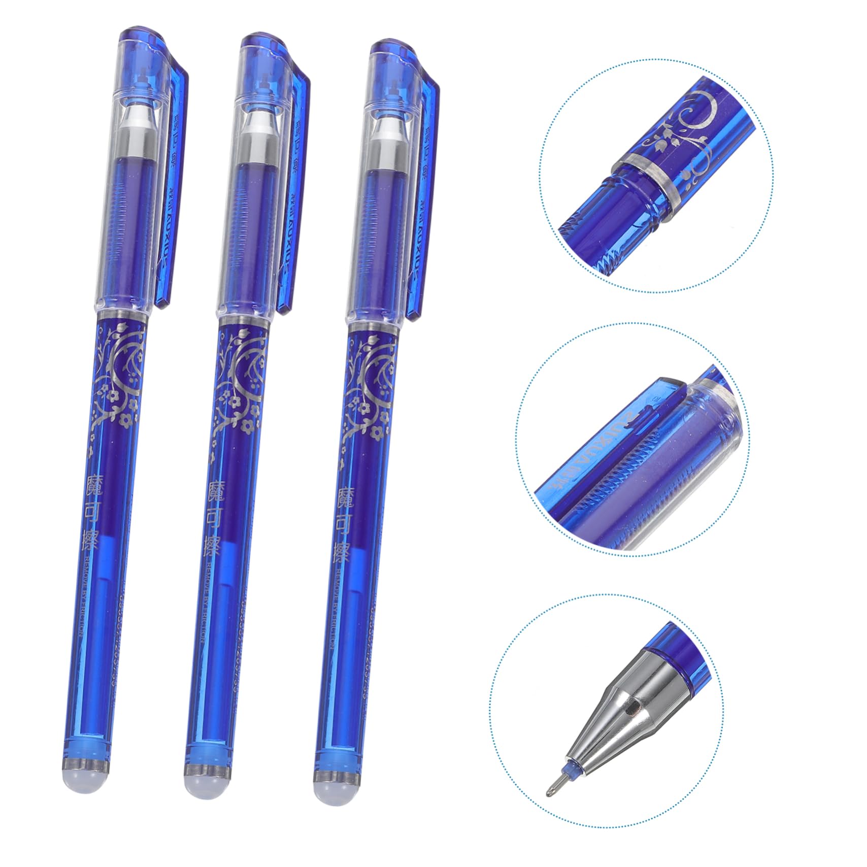 Uonlytech 12pezzi Penne Blu Cancellabili Set per Ufficio Scuola Articoli per Scrittura Inchiostro Blu Fluido e Punta Fine per Prendere Appunti e Scrivere Carta