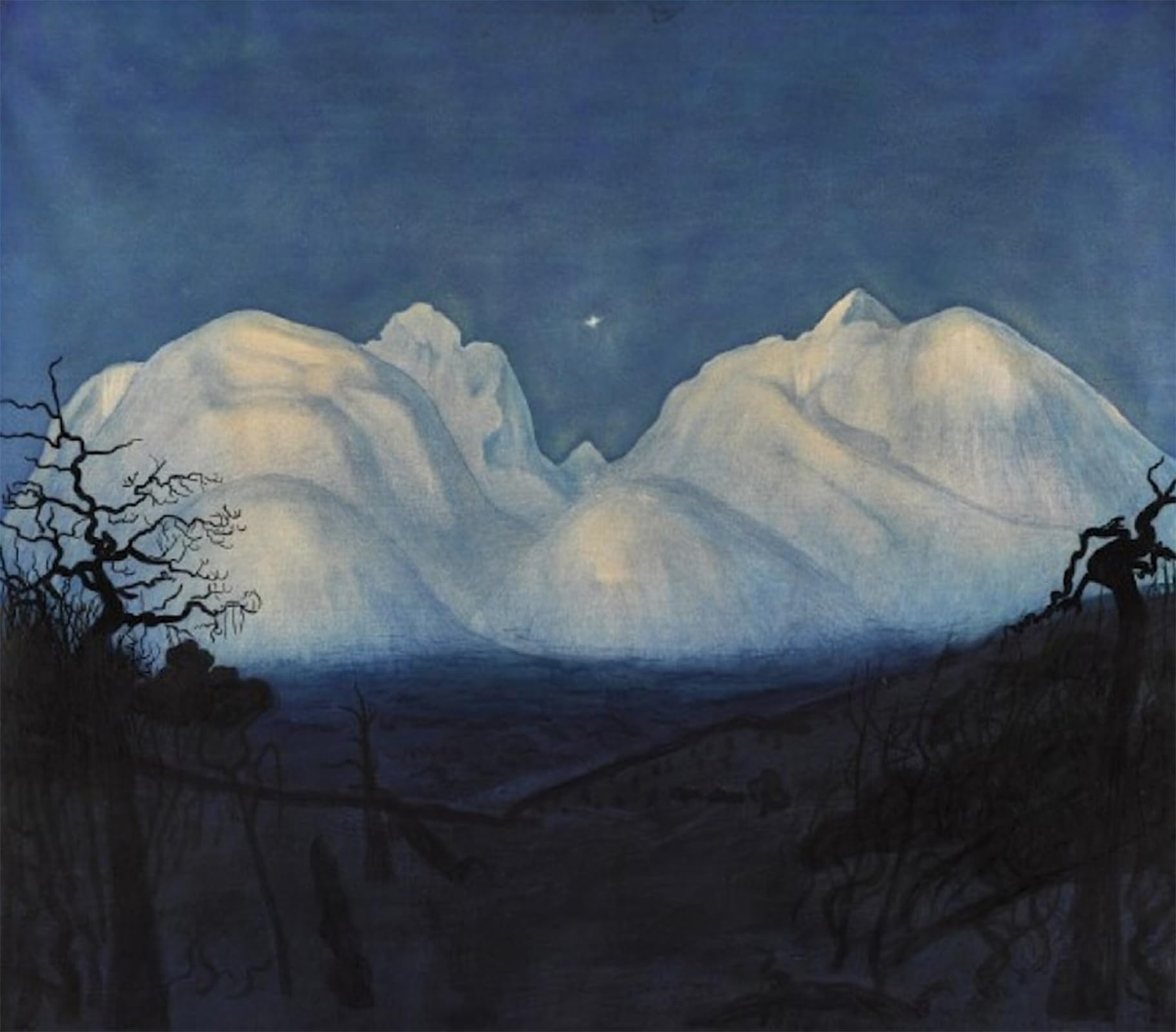 ARTXLXXBN Famous Print Painting Colorful Art Print Winter Night in the Mountains by Harald Sohlberg Canvas Art Decorations for Home Decor 60x90cm