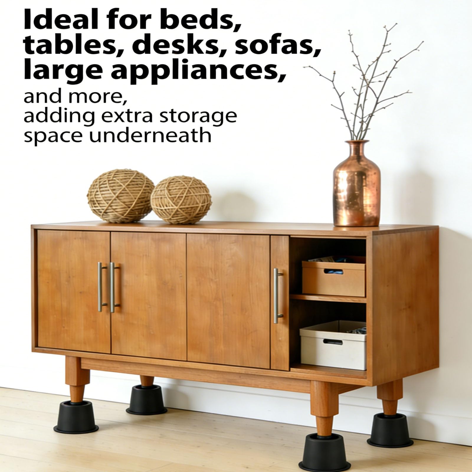 Lufia Bedmeubelverhogers, 15cm Zware Bedliften Verhogers voor Bank, Tafel, Stoel of Bureau, set van 4 Bedliften (Zwart Lufia Bedmeubelverhogers, 15cm Zware Bedliften Verhogers voor Bank, Tafel, Stoel of Bureau, set van 4 Bedliften (Zwart