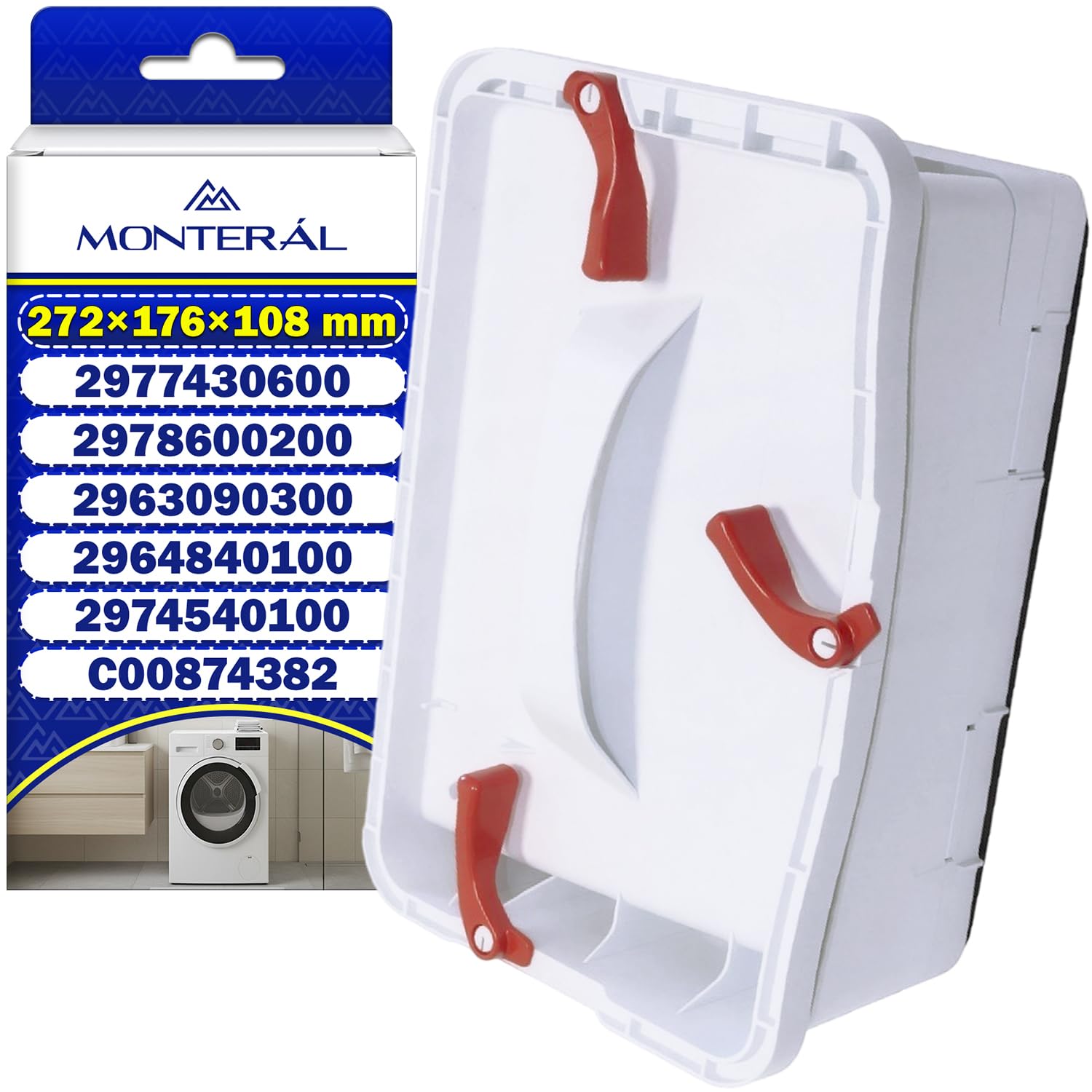 Filtro para Secadora de Ropa Soporte 272mm 2977430600 2964840100 para Beko | C00874382 para Whirlpool para Indesit - Garantía de 10 Años - MONTERAL