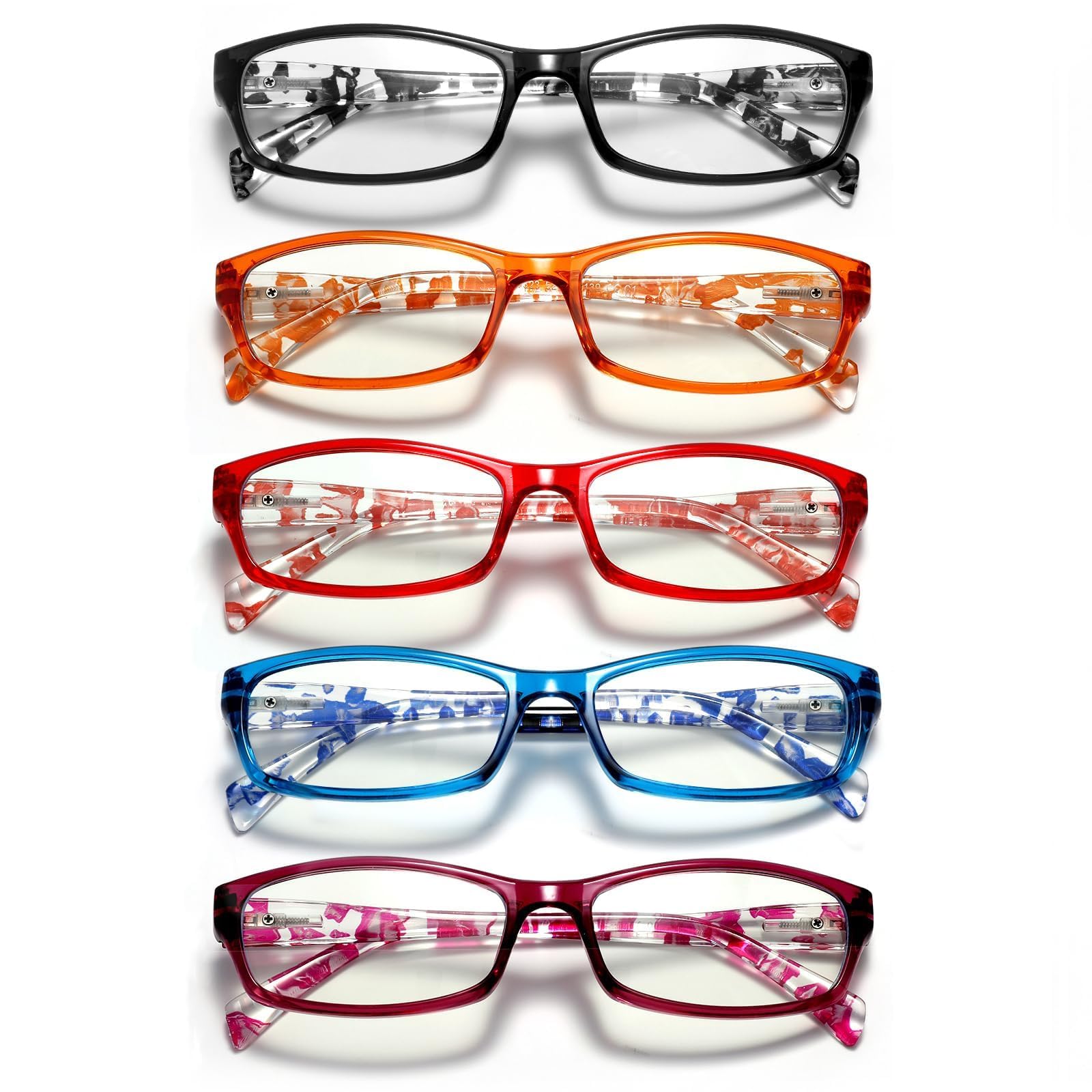 Reading Glasses for Women, Rectangle Readers for Women with Blue Light Blocking Spring Hinge Eyeglasses UV Filter