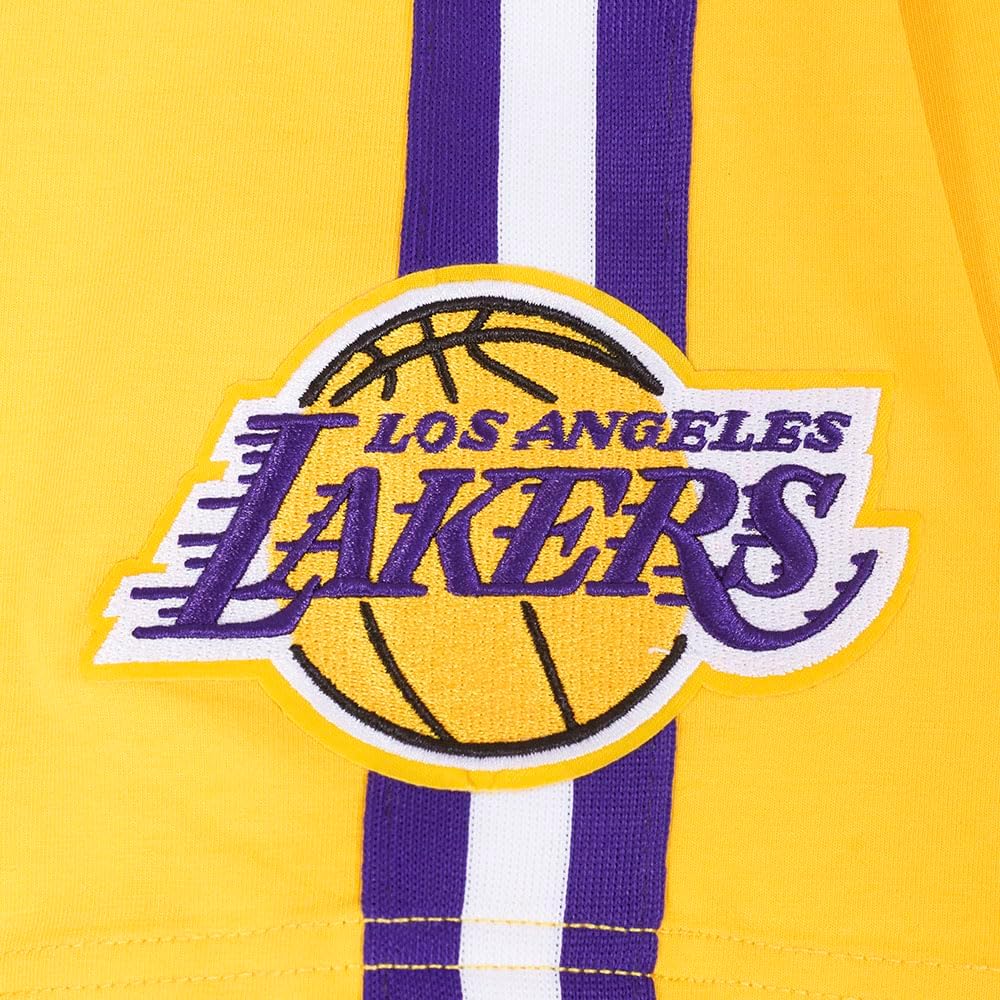 Pro Standard Mens NBA Los Angeles Lakers Lebron James #23 Classic Player Short Sleeve Taping Tee Yellow/Purple L - Image 6