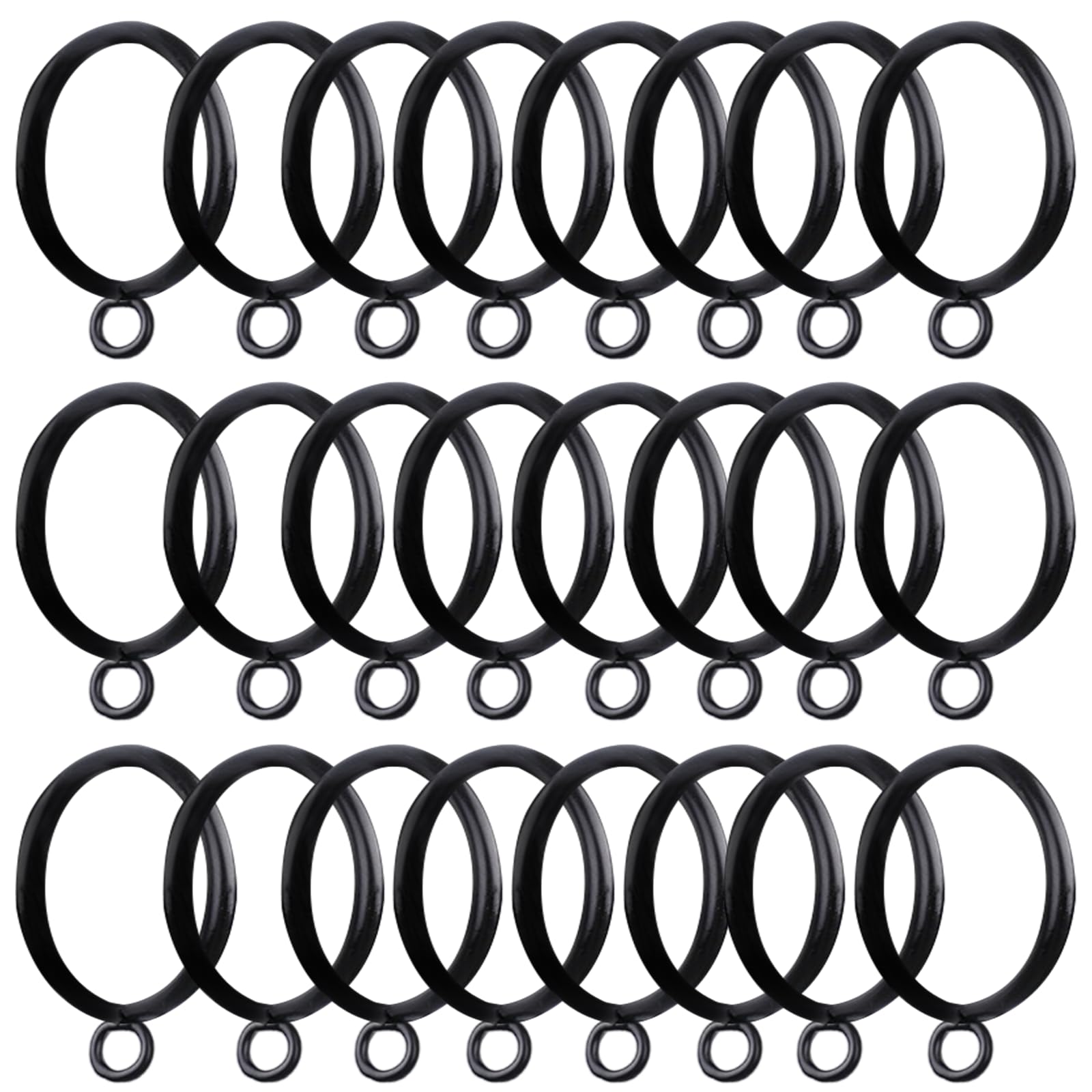 CZXCV 24Pcs Black Metal Curtain Rings with Eyelets 25mm Inner Diameter for Curtain Rods Drapery Pole Hoops Durable Hanging Rings
