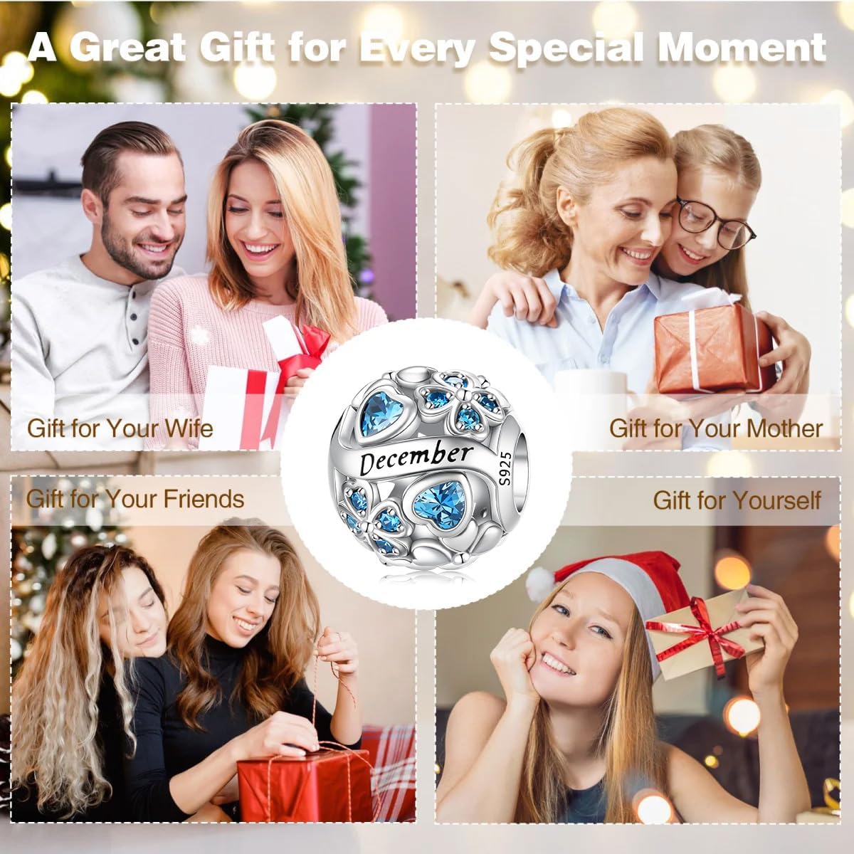 Aurevella Lucky Clover Birthstone Charms 925 Sterling Silver Charm for Pandora Bracelets and Necklaces Birthday Holiday Women Jewelry Gifts - Image 6