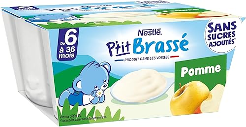 NESTLÉ BÉBÉ - P'TIT BRASSÉ LES SANS SUCRES AJOUTÉS POMME DES 6 MOIS 4X90G