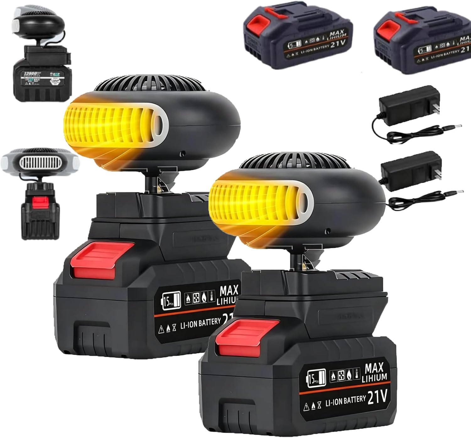 Indoor Heater for Power Outage, Battery Powered Space Heater Indoor - Portable Cordless 2600mAh Fast Heating with 360° Rotation & Anti-Tilt, Rechargeable Heater for Car Window Defogger (1Pcs)