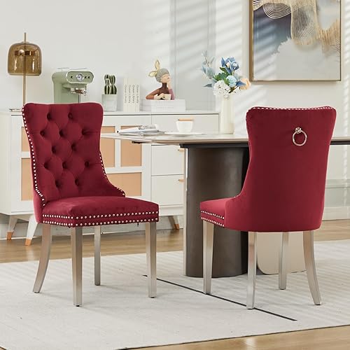 Miniatura 27 de Juego de 6 sillas de comedor modernas de mediados de siglo, con respaldo tapizado de terciopelo verde, sillas de cocina y comedor, patas de metal