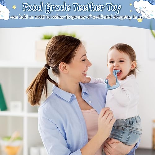 Miniatura 4 de 4 piezas de juguetes de dentición de silicona con oso para bebé, juguete anti caída para la dentición del caballo, juguetes masticables para