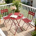 Grand patio Cadre Premium Patio Bistro Set, pliage extérieur Patio Ensembles de meubles, 3-Piece Patio Ensemble de pliage Patio Table et chaises, Pea Green