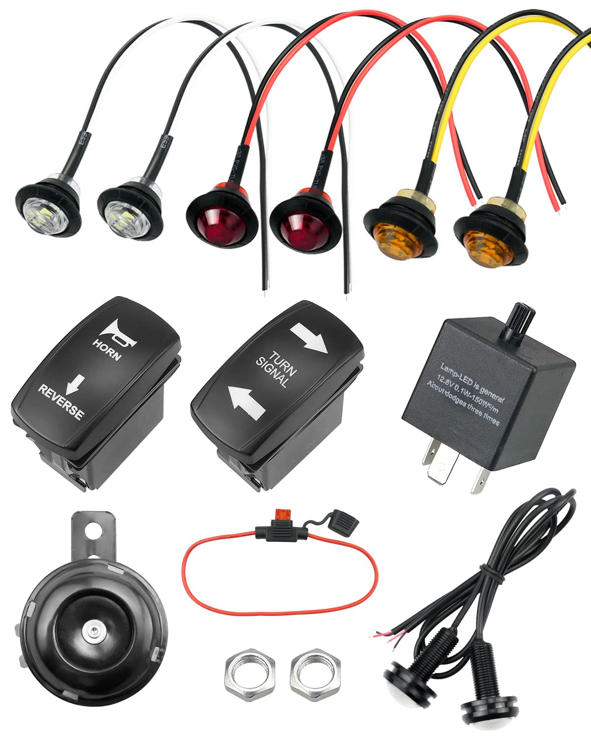 Amazon | ATV UTV SXS用ユニバーサルウィンカーセット、ホーン