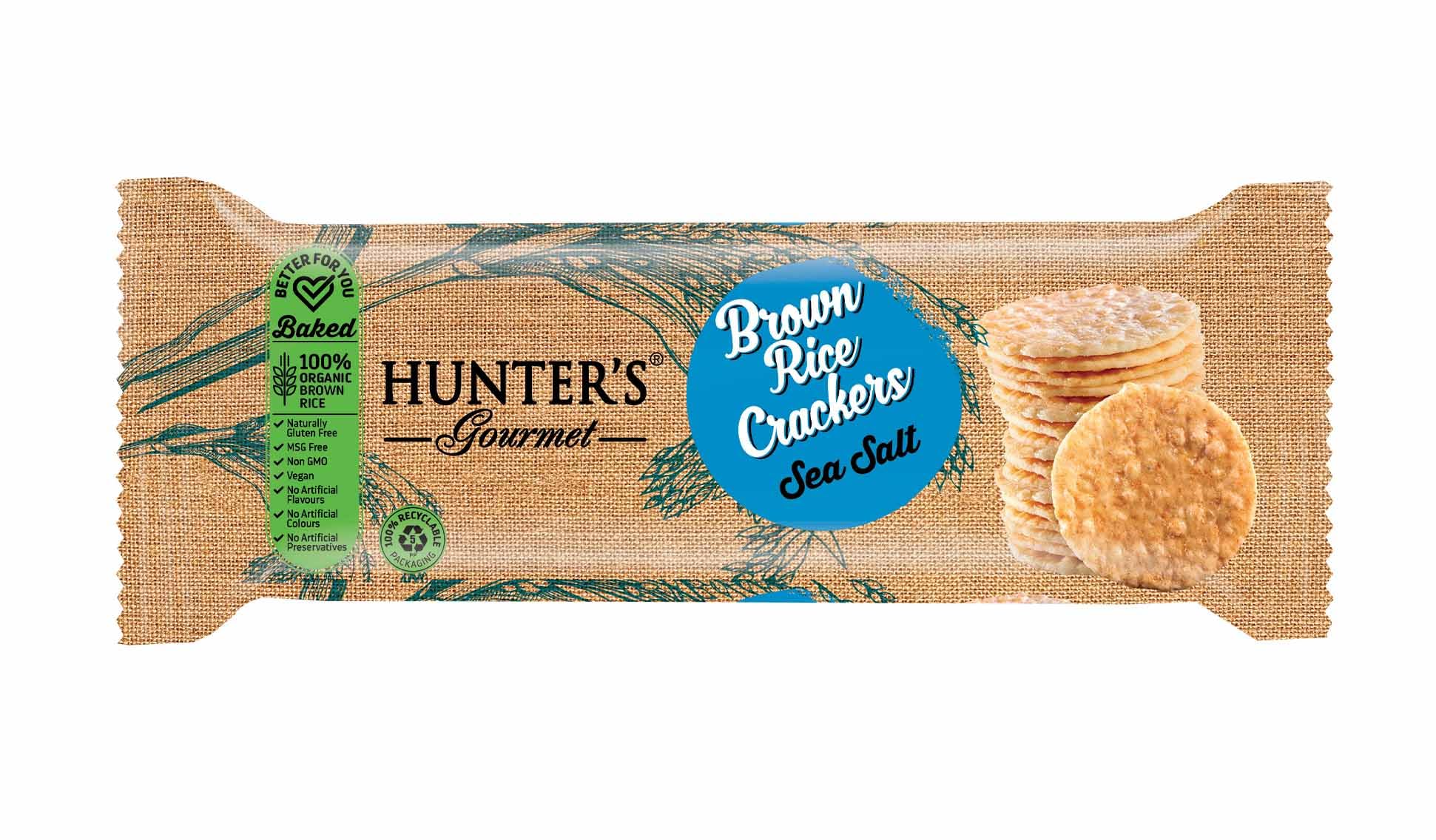 Hunter's Gourmet Sea Salt Brown Rice Crackers 100g