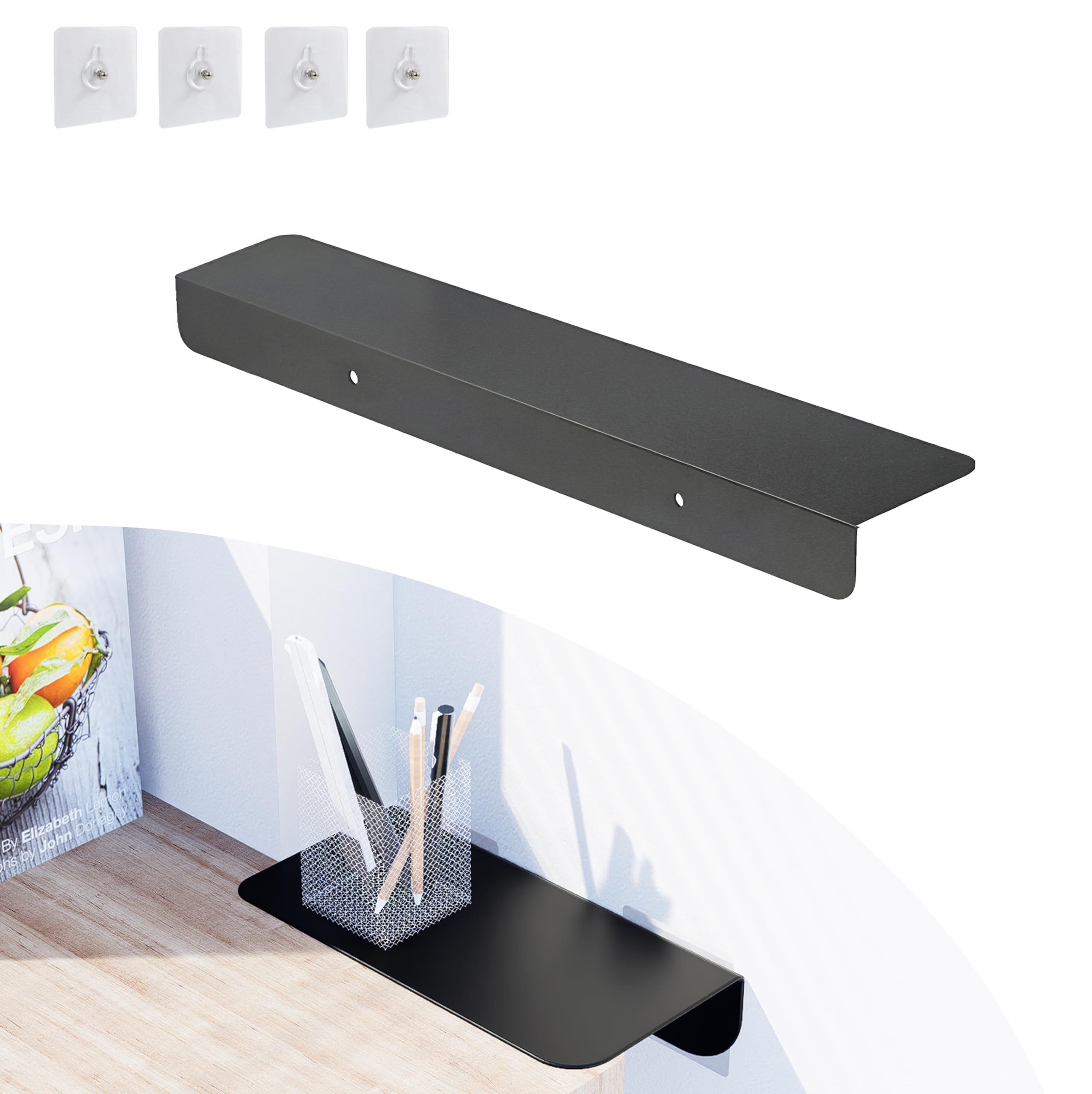 Séparateur de réfrigérateur sans perçage pour comptoirs et murs Noir 20 x 10 cm Parfait pour l'organisation de la cuisine et solution d'économie d'espace