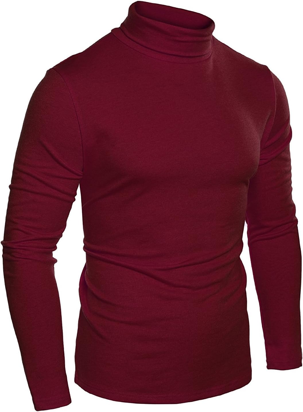 Naggoo Men’s Basic Slim Fit Thermal Turtleneck Long Sleeve Solid T-Shirts (XXL, Wine Red)