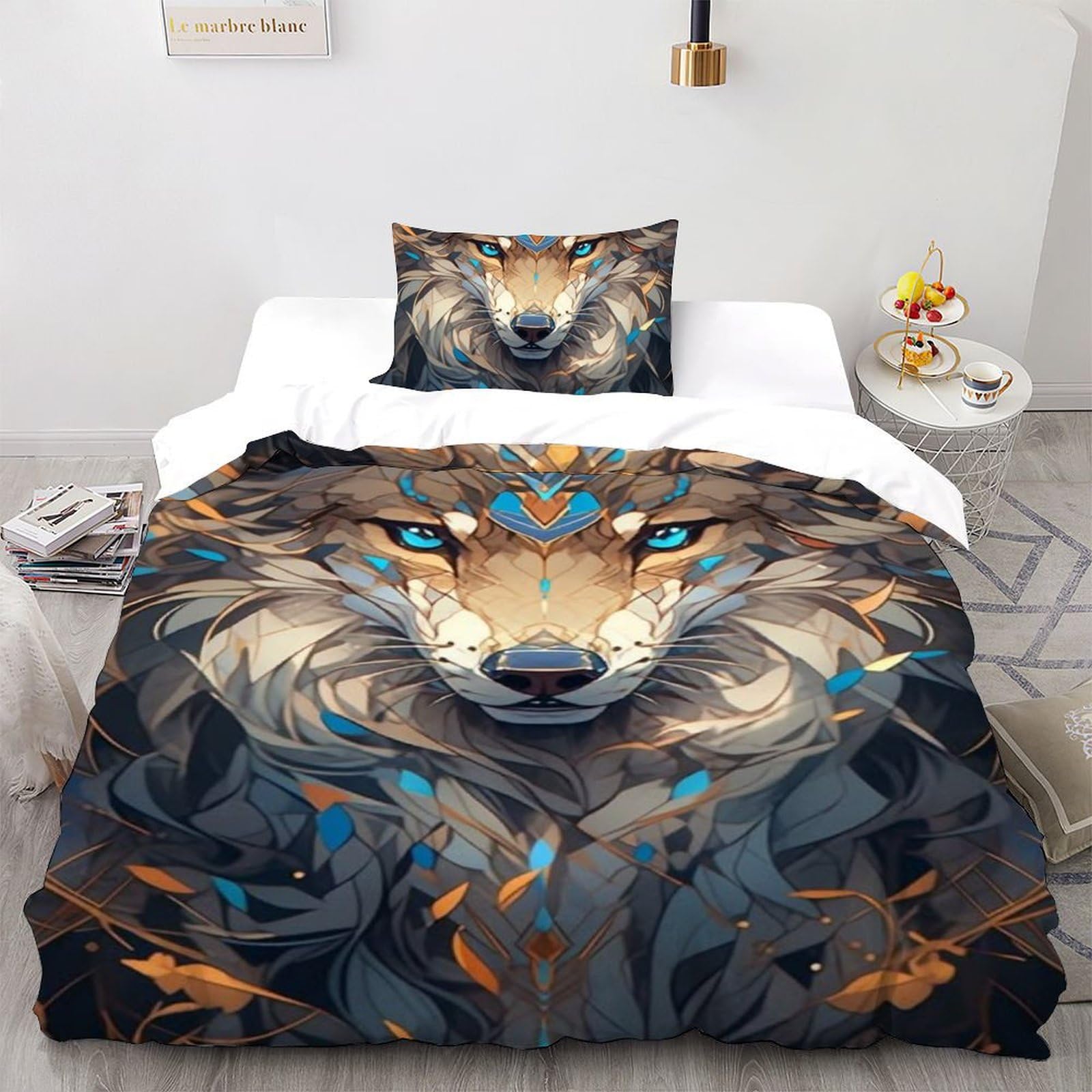 Parure de lit loup imprimé 3D en microfibre pour créer un refuge de aventurier