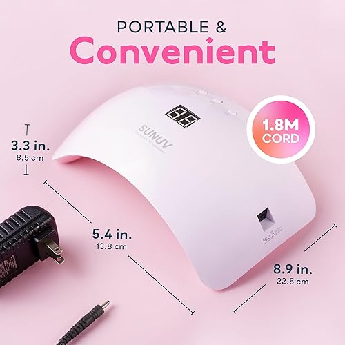 Miniatura 5 de Secador de luz LED UV para uñas Sunuv Sun8, para uñas de gel, portátil, con diseño abierto y 3 temporizadores, Blanco