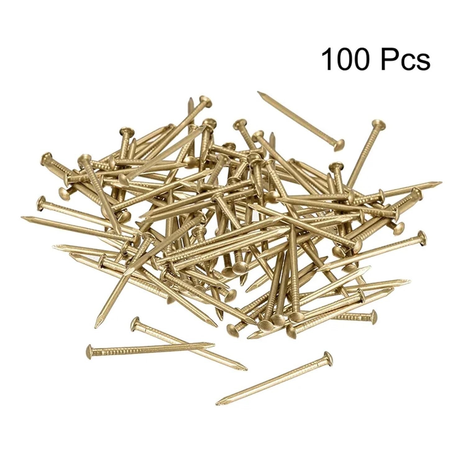 Gerrit 100pcs 1.2x20mm Brass Small Mini Round Head Tiny Brass Nails for DIY Furniture Hinge Drum Wooden Jewelry Box