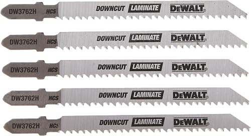 DEWALT DW3762H 4 in 10 TPI Laminate Down Cutting T-Shank Jig Saw Blades (5-Pack)
