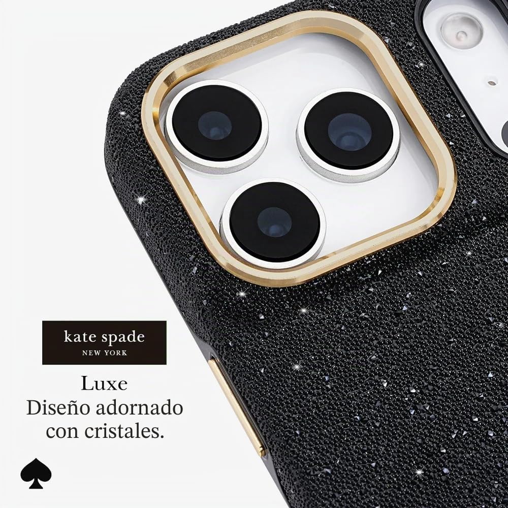 Kate Spade New York Funda para iPhone 17 Pro MAX, Compatible con MagSafe, Funda de teléfono de diseño, Crystal Pave Nightfall