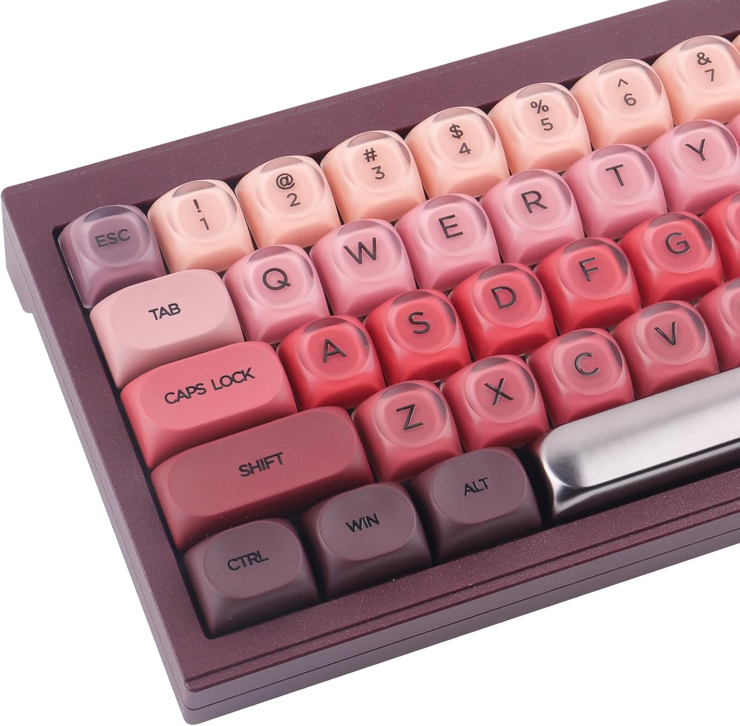 Hyekit PBT Keycaps MOA Profile Lipstick Cute Keycaps 132 Keys Semi-Translucent Matte Crystalsi Keycap Set for Cherry MX Magnetic Switches Mechanical Keyboard