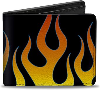Buckle-Down PU Bifold Wallet - Flames Black/Yellow/Orange