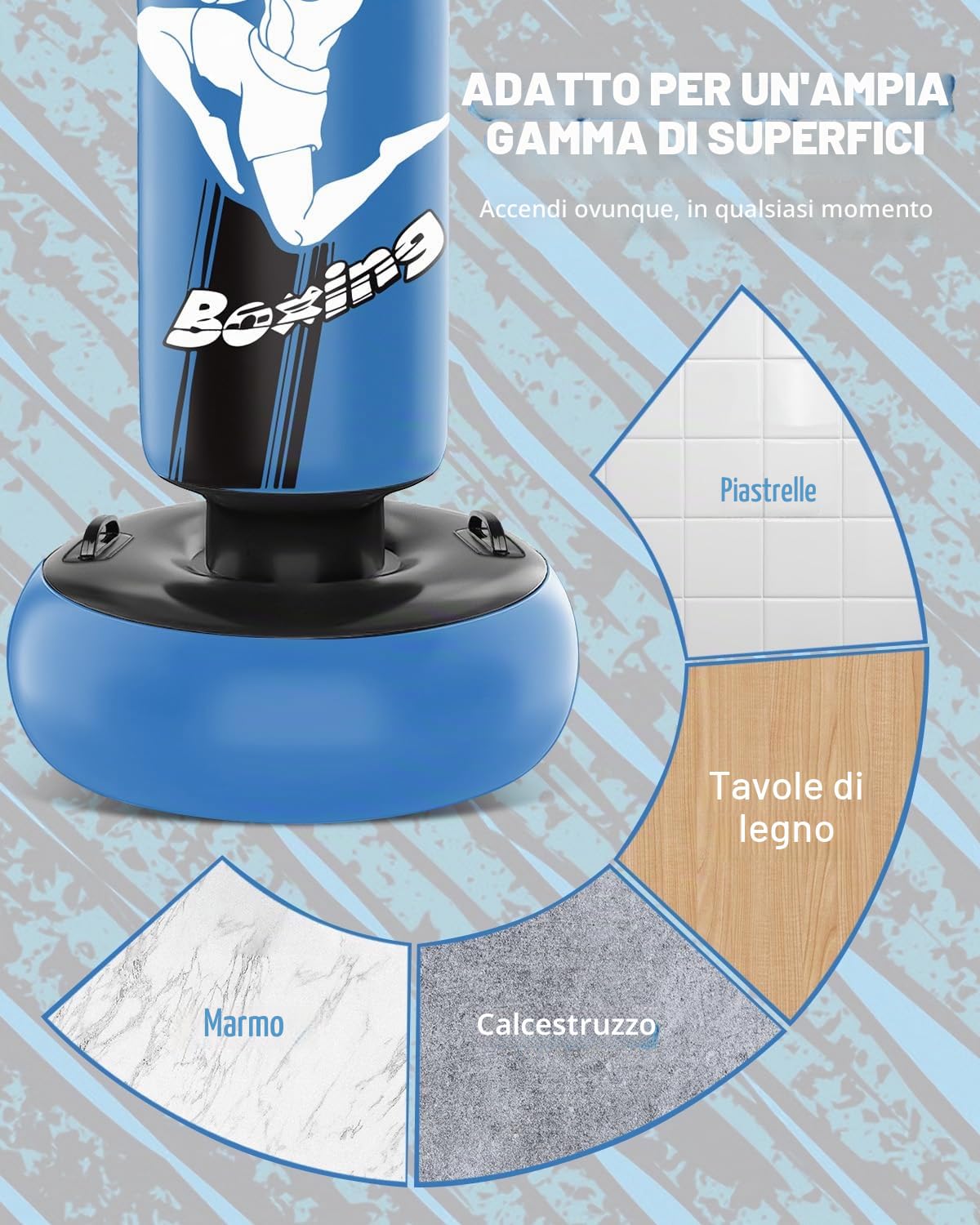 NZQXJXZ Sacco da Boxe Bambini- 165cm Gonfiabile con Guantoni da Sacco Boxe per la Pratica di MMA Karate Taekwondo e per Alleviare l'energia di Pent Up Pugilato