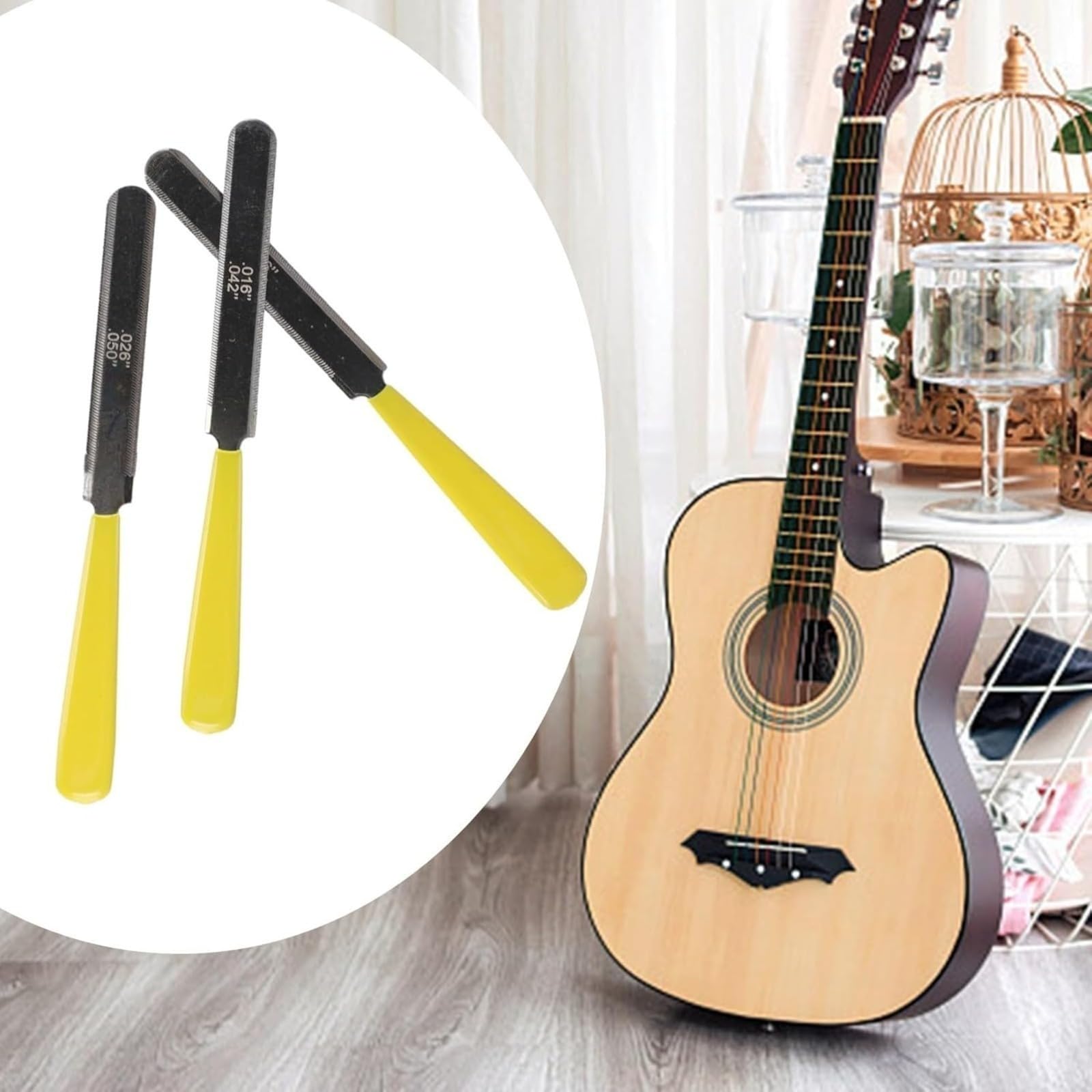 Set di 3 lime per capotasto per chitarra, progettate per uso professionale liutaio