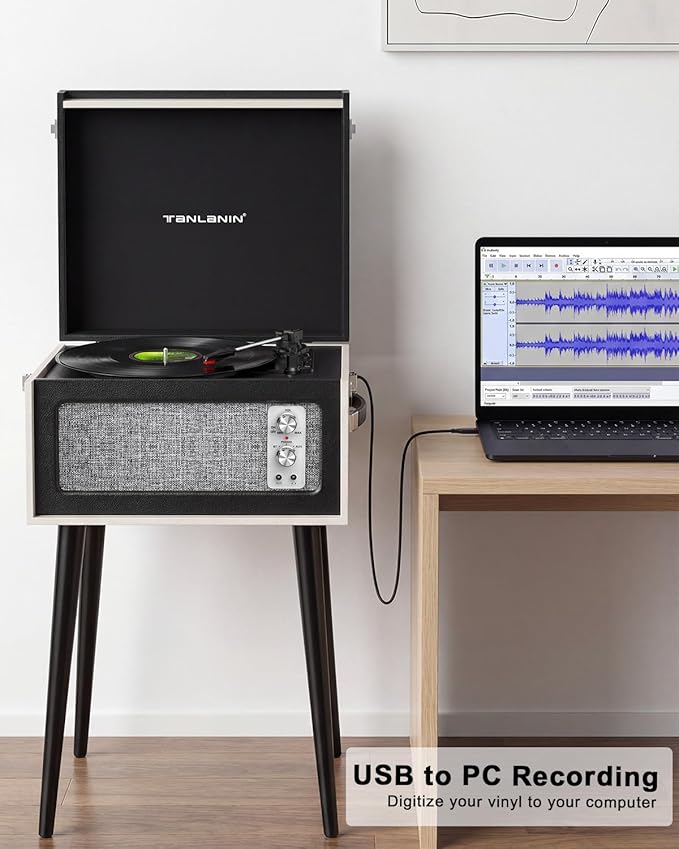 Tocadiscos Retro Negro con Bluetooth y USB de 78 RPM miniatura 3