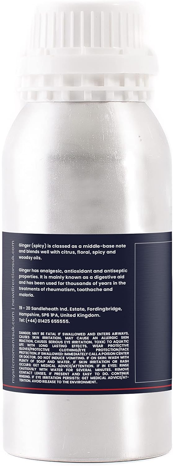 Mystic Moments | Ginger Essential Oil 500g - Pure & Natural Oil for Diffusers, Aromatherapy & Massage Blends Vegan GMO Free