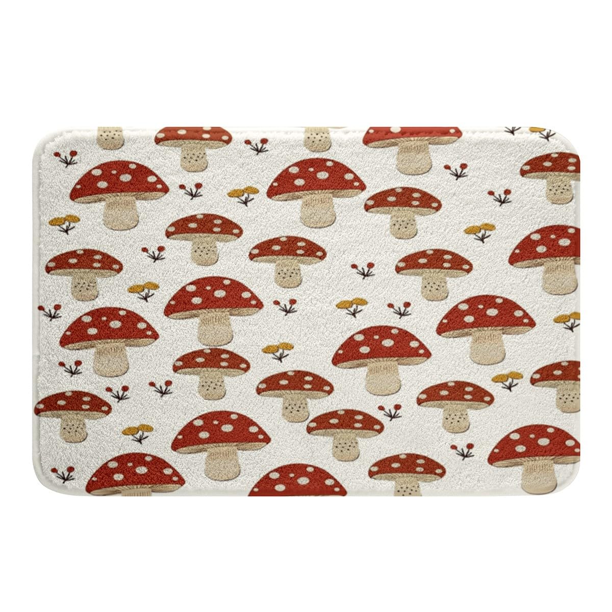 Feelyou Cute Mushroom Decor Bath Mats for Bathroom 20"x32" Floral Bathroom Rugs For Kids Women Men Ultra Soft Botanical Theme Bath Rugs for Shower Tub