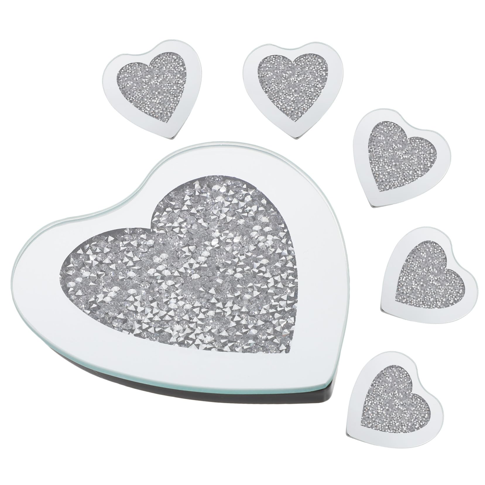 Gatuida 6 Piezas de Platillos de Vidrio en Forma de Corazón, Posavasos Resistentes al Calor y Rayaduras para Tazas de Té, Ideales para Hoteles y Bares