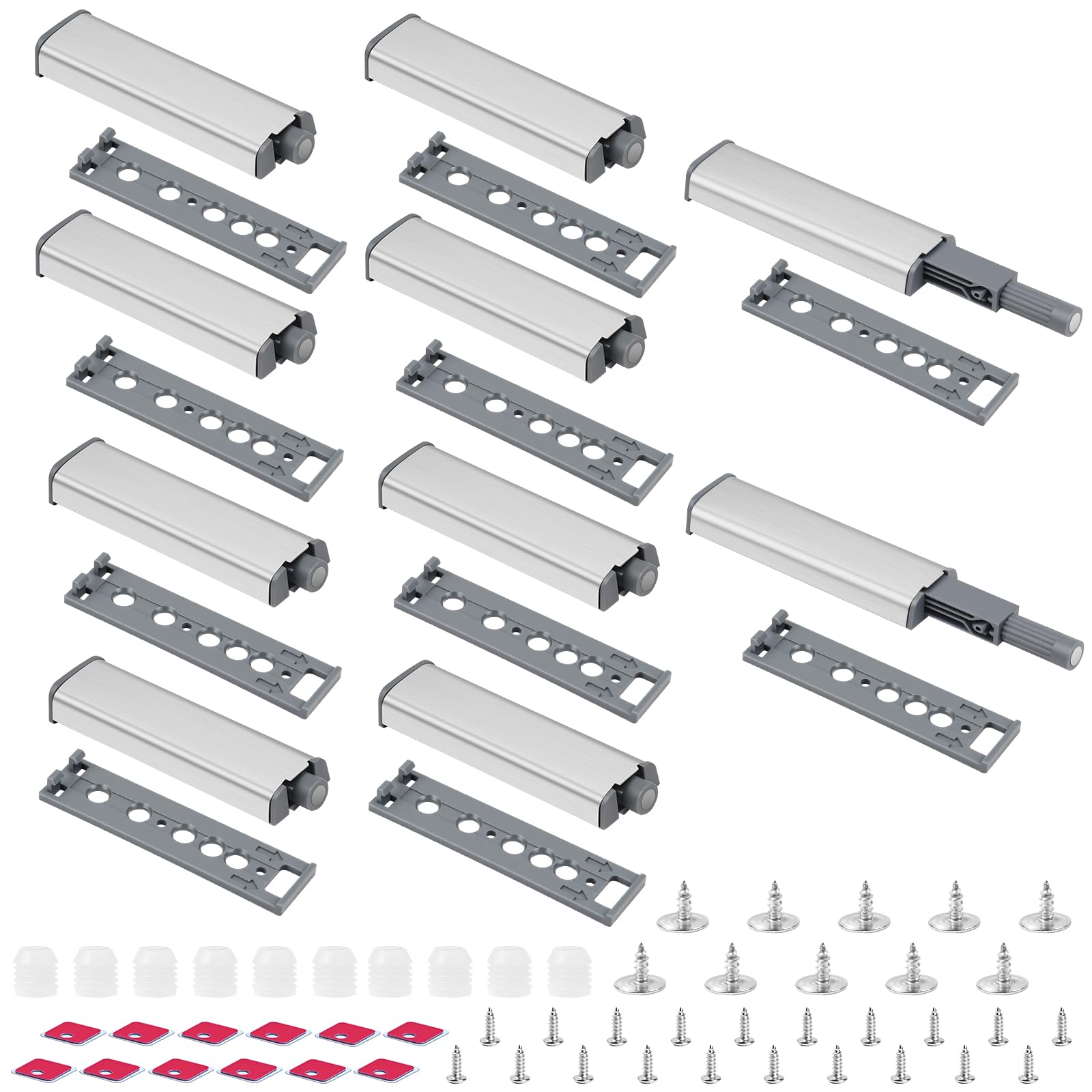 Push Pull per Ante, 10 Pezzi Scrocco magnetico chiusura magnetica, Robusto Apertura a Pressione Ante Chiusura, con viti di montaggio e magneti autoadesivi, per camper, armadietti della cucina