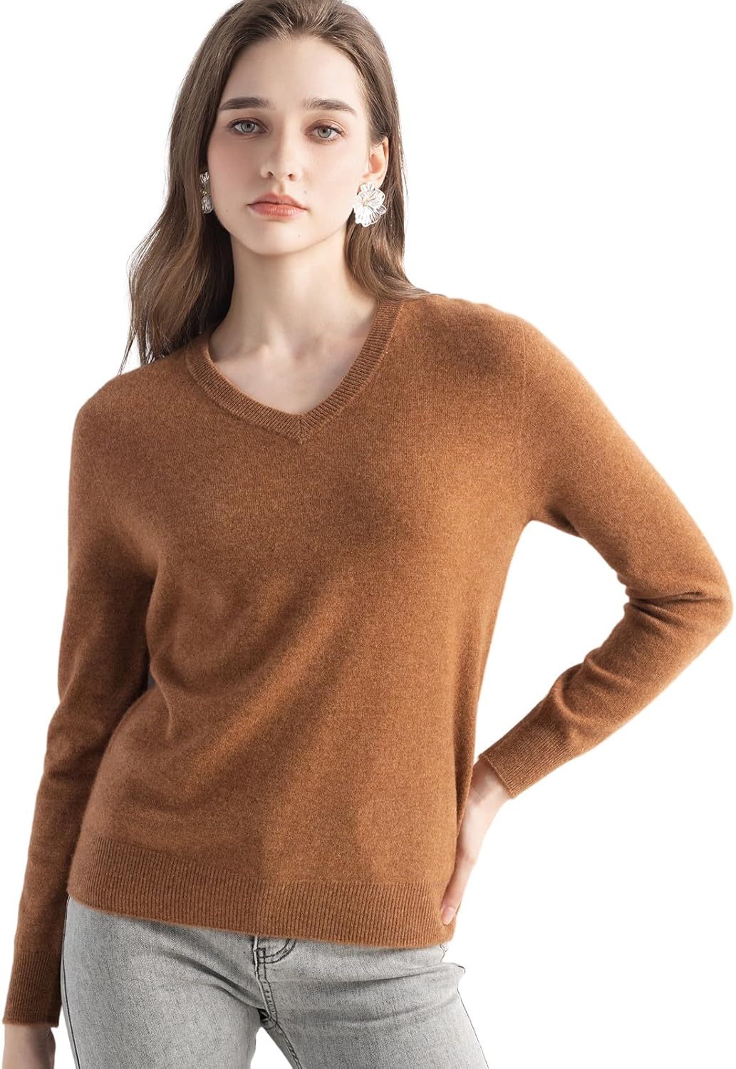 Chanyarn 100% Pure Cashmere Women's Sweater 2025 Fall Winter V-Neck Long Sleeve Warm Soft Seamless Knit Sweater