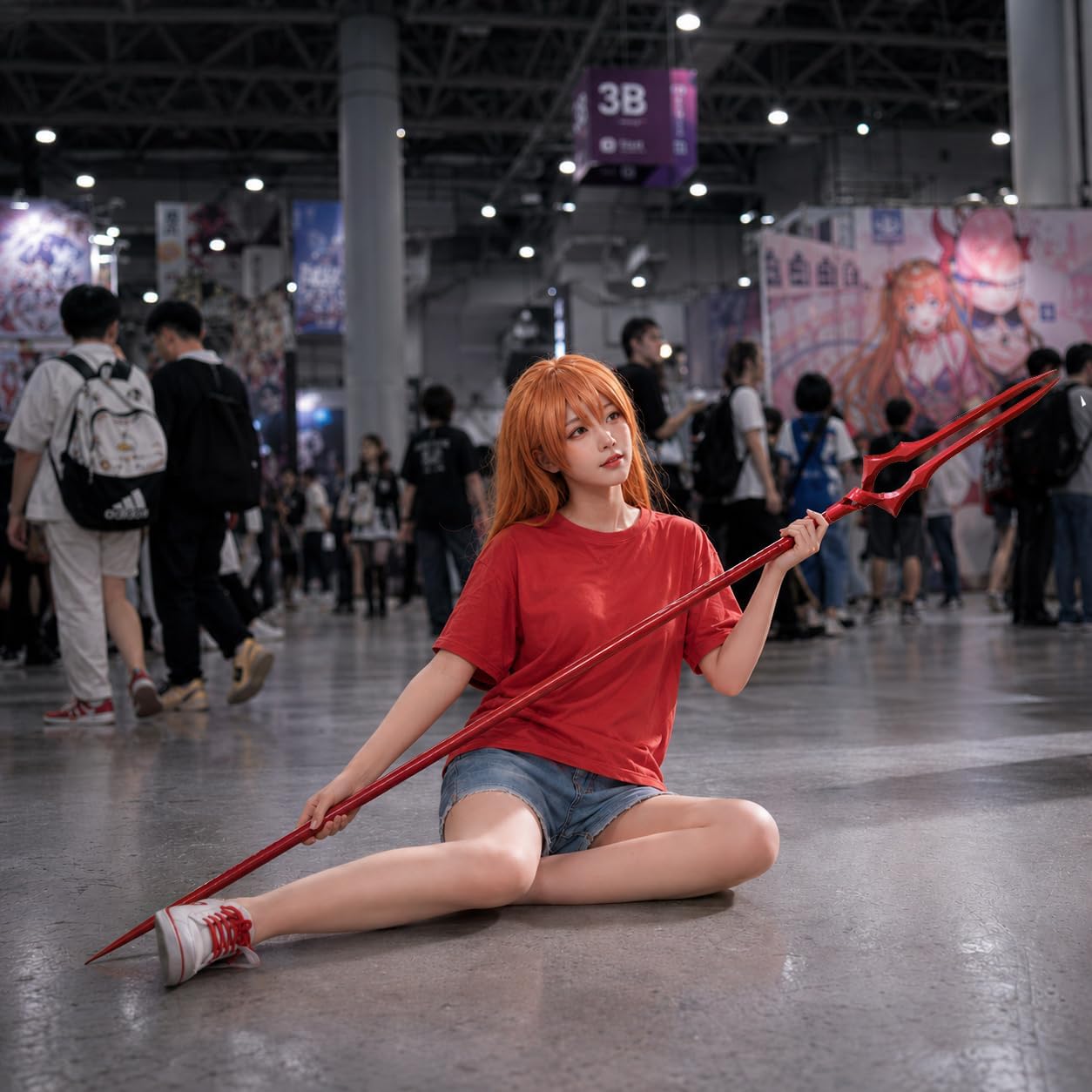 Red 3D Printing Spear of Longinus 78.7",0.55kg Spear for Halloween Cosplay Props Collections and Gifts