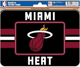 Rico Industries NBA Unisex NBA Basketball Stripes Magnetic Picture Frame (5"x6.75") & Magnet Combo Set - Home Décor