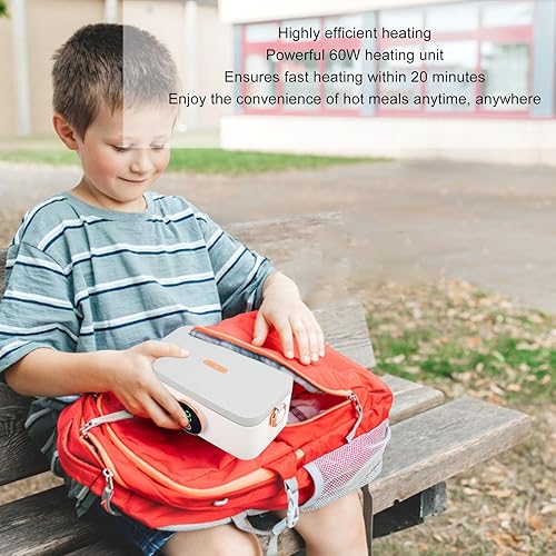 Miniatura 3 de AYNEFY Lonchera eléctrica, capacidad de 1 litro, recargable por USB, a prueba de fugas, portátil, calentador de almuerzo, lonchera de calefacción