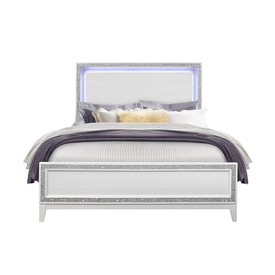 QUEEN　EMERALDASカ－ド（全79枚） Amazon.com: ALMERA Glitter White Queen Bed - Transitional