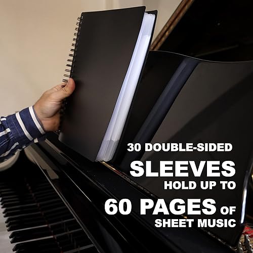 Miniatura 5 de SIER FINS - Carpeta de partituras para partituras de 8.5 x 11 pulgadas, carpeta de 60 páginas para partituras