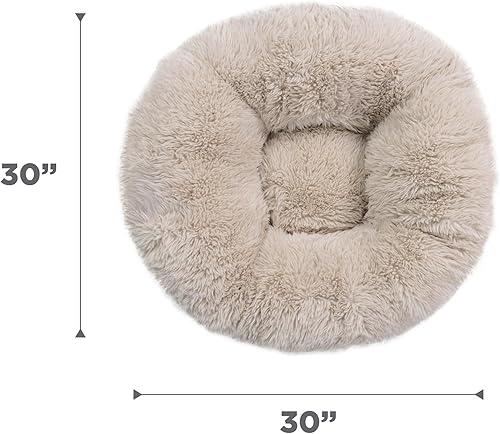 Miniatura 6 de Best Friends by Sheri Puf Ultra Calmante Cama de Lujo en forma de dona para perro, Bronceado, Mediana, 30 x 30 pulgadas