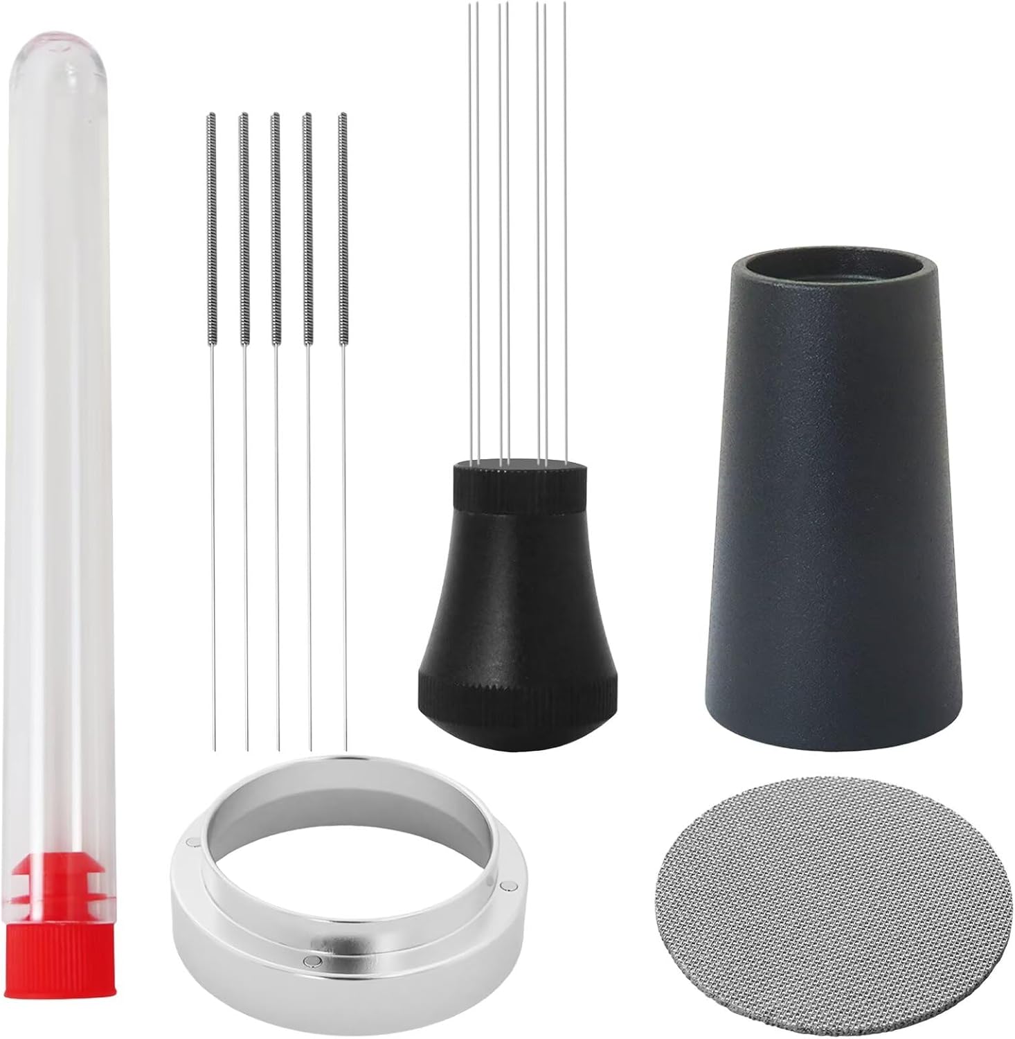 (51mm) 3-in-1 Espresso Accessories Ideal for 51mm Portafilter Tool Parts, Espresso Coffee Machine Accessories Includes Stirrer Distribution Tool + Dosing Funnel + Puck Screen