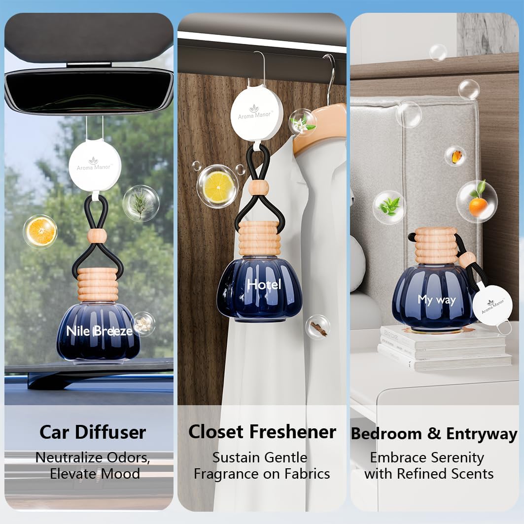 6 Bottles of Car Perfume - Car Smell Air Freshener - Gift Set - Long Lasting Fragrance for Auto and Home | Auto Air Freshener, Perfect for Hanging - Cool Essential Oil Set Collection