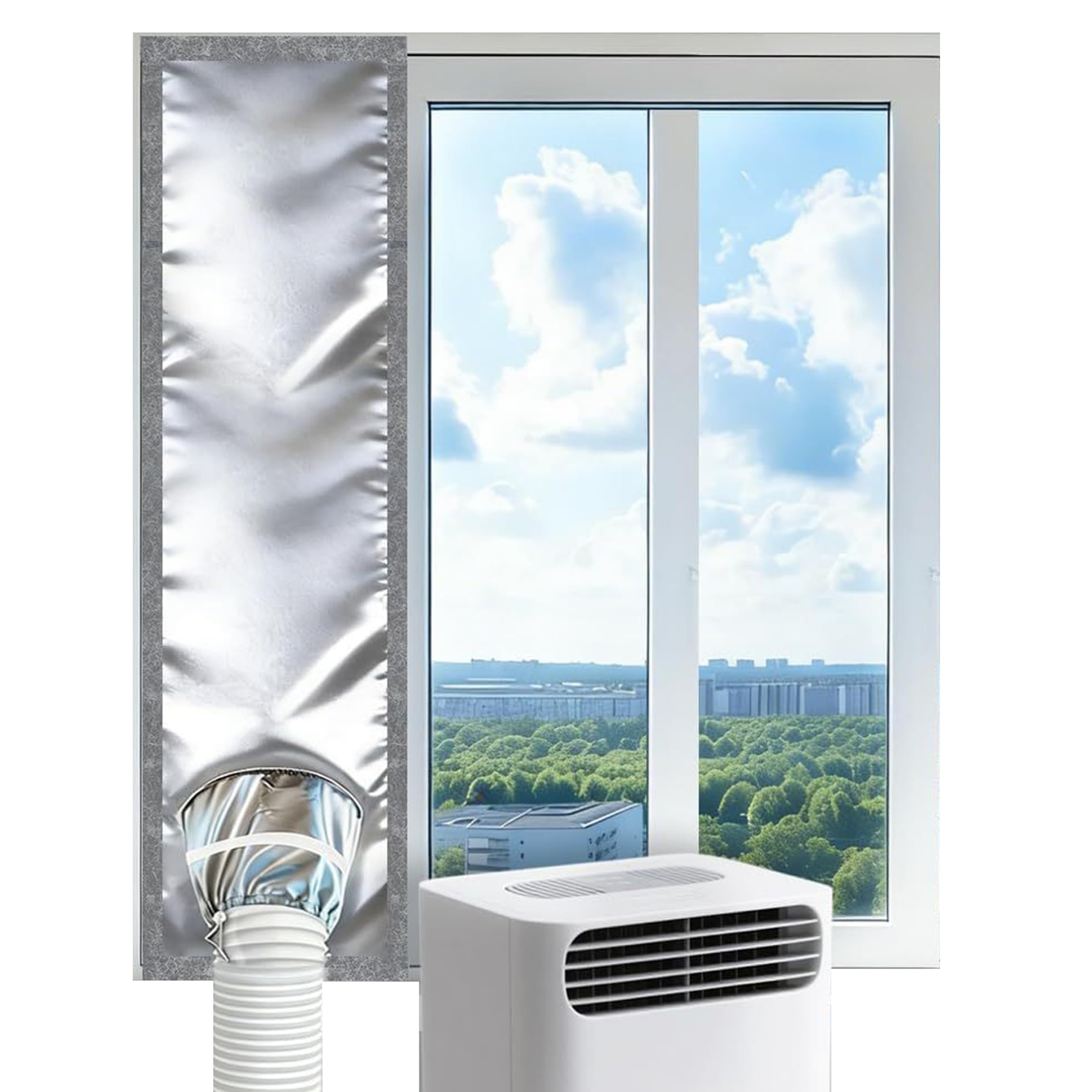 Faroby 420D Portable Air Conditioner Window Seal Kit, Heat-Blocking Sliding Door Ac Vent Kit for Sliding Door & Window, 9.84×39.37 Inch, Portable Air Conditioner